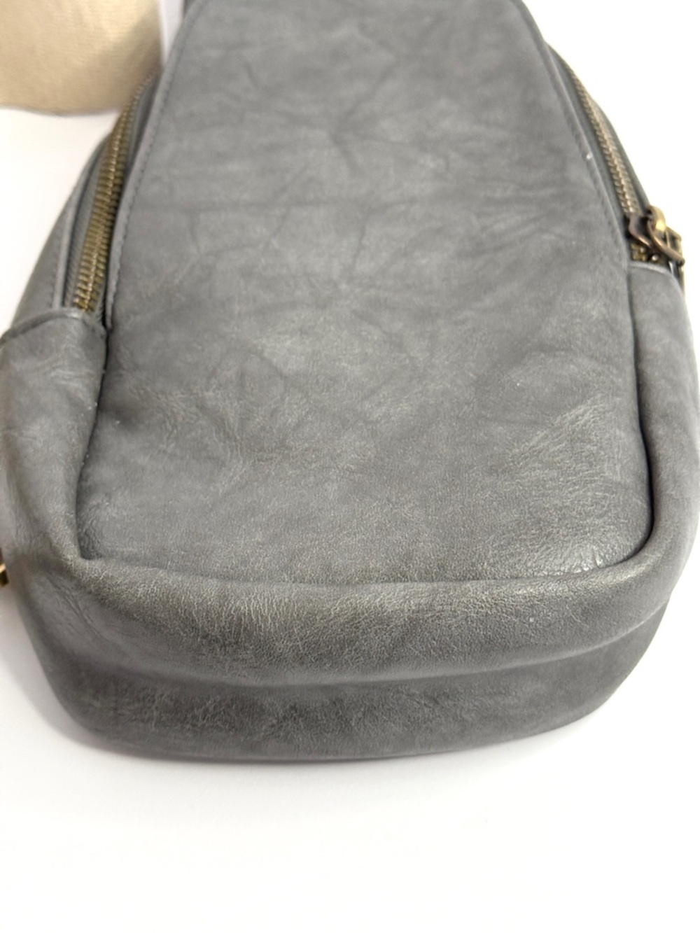 Gray Small Sling Crossbody Bag w/ Patterned Strap - Picture 4 of 10